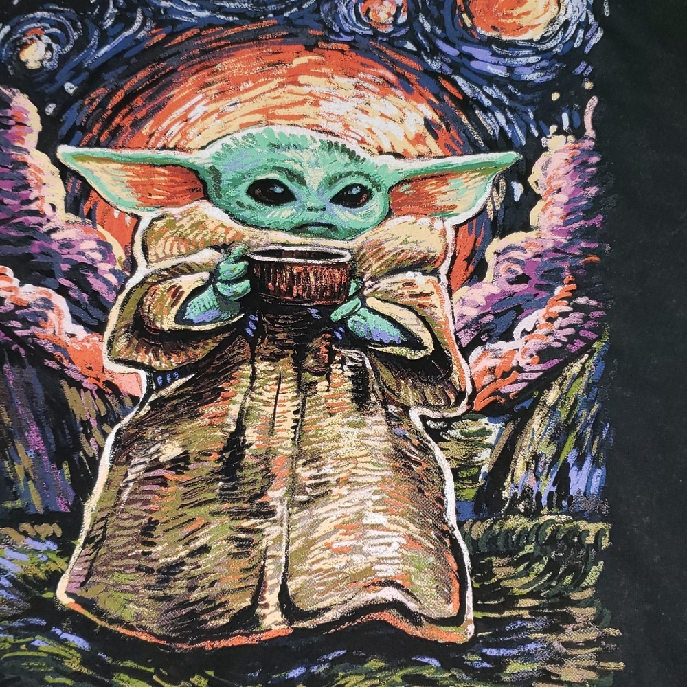 Van Gogh baby Yoda disney star wars tee shirt